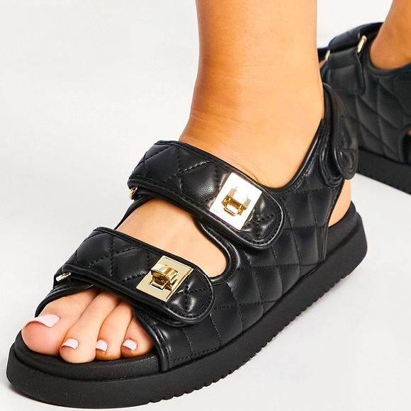 Steve Madden Margie Black Quilted Faux 
